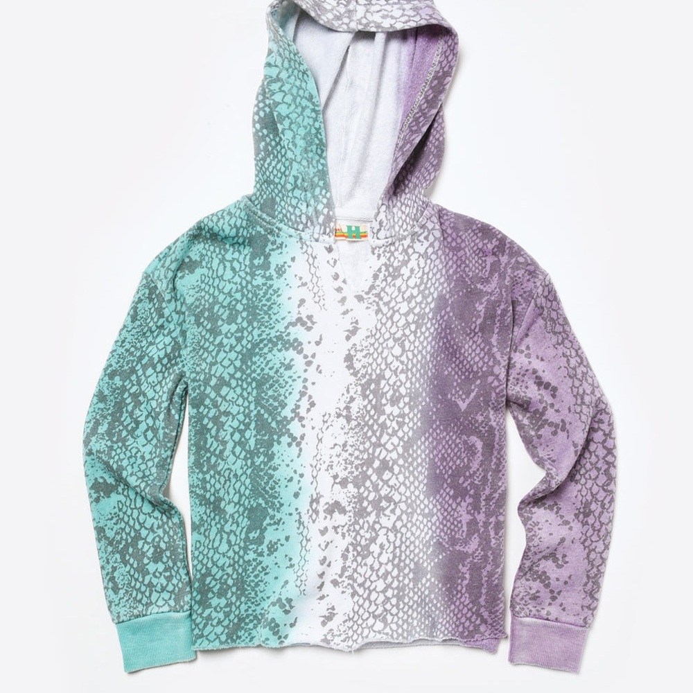 VINTAGE HAVANA SNAKE SKIN BURNOUT PLACEMENT TIE-DYE HOODIE - Picture 7 of 7